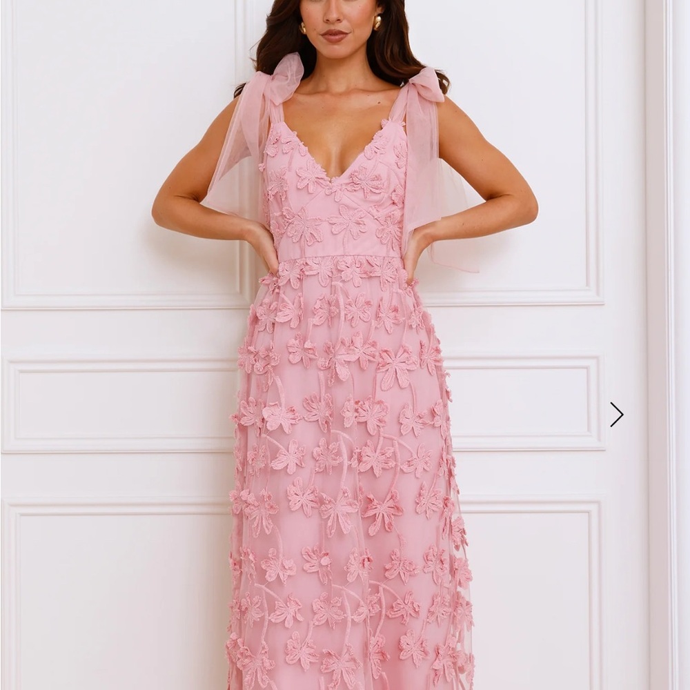 Hello Molly Pink Maxi Gown with Flutter Sleeves